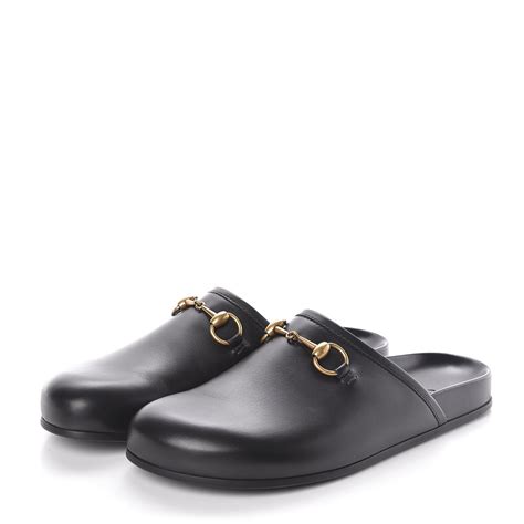 gucci river horsebit leather slipper with appliqués black|Gucci princetown slippers sale.